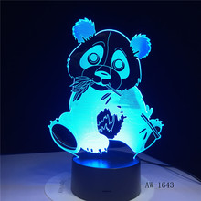 Милая Панда 3D ночник креативная электрическая Иллюзия 3d лампа LED 7 цветов меняющая USB Сенсорная Настольная лампа для детского подарка AW-1643 2024 - купить недорого