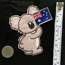 PGY Cartoon Australia Koalas National Flag Appliques Embroidery Iron On patches for clothing Diy Back Rubber Patch Accessories 2024 - buy cheap