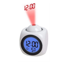 Relógio de projeção desktop quarto snooze despertador projetor digital display led relatório temperatura com luz fundo 2024 - compre barato