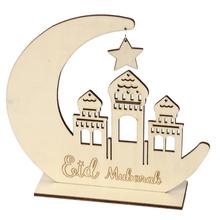 Madera Eid Mubarak DIY Castillo Luna decoración del hogar 2024 - compra barato