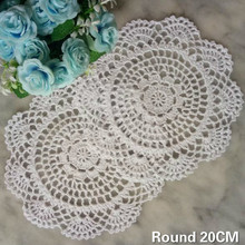 20CM Round Vintage Crochet Cotton Flowers Tableware Mat Dish Pad Mantel Individual Cup Glass Coaster Wedding Dining Table Decor 2024 - buy cheap