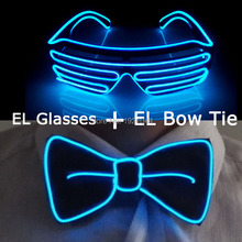 New style EL Wire Product Set EL Shutter Glasses + EL Bow Tie LED Luminous Lighting Glasses Glow Bow Tie Glow Party Supplies 2024 - buy cheap