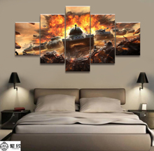 5 Piece Military War World of Warships Tank World Painting Game Poster Decorative Mural Wall Decor Canvas Painting Wholesale 2024 - buy cheap