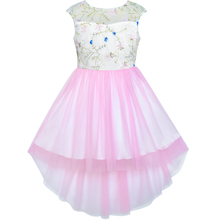 Sunny Fashion Vestido Menina Flor Rosa Oi-baixo Casamento Festa 2020 verão Princesa Vestidos Roupas para crianças Pageant Sundress Carnaval 2024 - compre barato