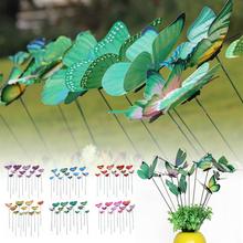 12 pçs simulação borboleta haste pátio jardim decoração vaso vaso jardinagem bonsai ornamentos ao ar livre 2024 - compre barato