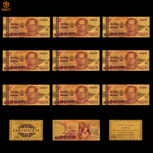 10 шт./лот новые Таиландские золотые банкноты цвета золото 1000 с покрытием 24-каратным золотом, мировые денежные валюты для коллекции и подарка 2024 - купить недорого