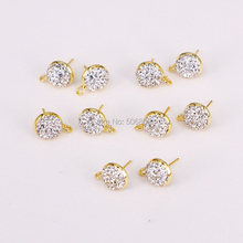 10 Pairs Round gold color stud earrings pave rhinestone earrings stud earrings fashion jewelry accessories 2024 - buy cheap
