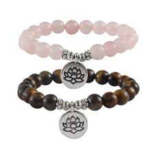 Buddha Lotus Bracelets & Bangles for Women Men Jewelry Tiger Eye Natural Stone 8mm Beads Chakra Handmade Bracelet Lucky Gift 2024 - buy cheap
