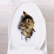 Мультяшный милый кот 3d настенные декоративные наклейки Туалет настенный туалетный чехол для пасты наклейки для ванной Декор 3D DIY Декор домашний декор 2024 - купить недорого