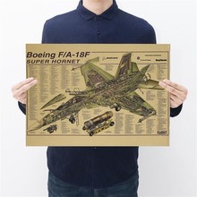 Diseño de Avión Vintage estructural F18, póster de decoración, pegatinas de pared, papel Kraft, decoración del hogar, pegatina de pared 2024 - compra barato