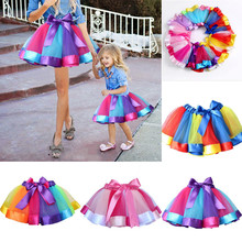 Радужная юбка для мамы, дочки, девочки, женщины, для взрослых и детей, пачка, танцующая мини-юбка для балета 2024 - купить недорого