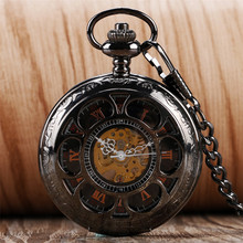 Hollow Flower Mechanical Hand Wind Pocket Watch with 30cm Pocket Chain Old Fashion Pendant Fob Clock Gifts for Men Women reloj 2024 - buy cheap