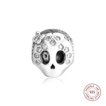 100% 925 Sterling Silver Sparkling Skull Charm Bead Fit Pandora Charms Bracelets Women DIY Beads for Jewelry Making perles 2024 - buy cheap