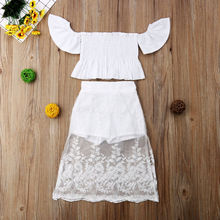 Citgeett-Tops con hombros descubiertos de encaje Floral blanco para niñas, ropa de falda larga, trajes de 1 a 6 años 2024 - compra barato