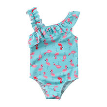 Hot Sale! New Brand Cute Baby Girl Swimwear One Piece Flamingo Cartoon Pattern 1-6Y Girls Swimsuit Kid Children Swimming Suit 2024 - buy cheap