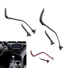 Fita de fibra de carbono para console central, 2 peças, acabamento decorativo, somente para toyota camry 2018 2019 2020 lhd 2024 - compre barato