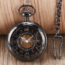 Полые механические карманные часы Circel кулон принадлежность для часов для мужчин костюм с карманной цепочкой стимпанк Черный Fob часы подарок мужской 2024 - купить недорого