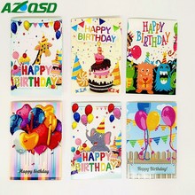 AZQSD-pintura de diamantes de cumpleaños para niños, bordado de diamantes de imitación, hecho a mano, tarjeta de felicitación, regalo 2024 - compra barato