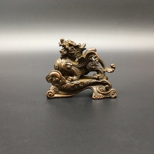 Collection Chinese Brass Carved Mythical Animals  Pixiu Brave Troops Auspicious Clouds Exquisite Small Statue 2024 - buy cheap