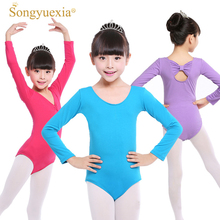Songyuexia-leotardo de gimnasia para niños y mujeres, ropa de baile de Ballet de manga larga de algodón puro, 5 colores, 100-170cm 2024 - compra barato