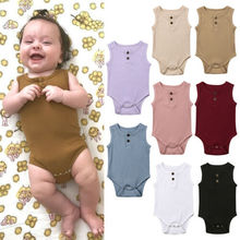Cute Newborn Baby Boy Girl Cotton Sleeveless Solid Romper Jumpsuit Outfit Casual Clothes 2024 - buy cheap