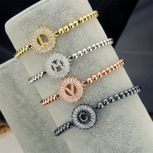 Pulseira com letras de zircônia, pulseira ajustável dourada para homens, presentes para mulheres, casais, meninas, joias personalizadas 2024 - compre barato