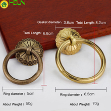 1 PC Antique ring shape brass handle Door Drawer Cabinet Wardrobe gold  Pull Handle Knobs furniture Hardware handle Wholesale 2024 - buy cheap