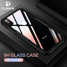 FLOVEME Luxury Case For iPhone 12 11 XR XS Max X Pro Max Tempered Glass Phone Case For iPhone 7 8 Plus X Transparent Cover Coque 2024 - купить недорого