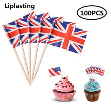 100pcs US/UK Flags Cake Decorative Flags Food Toothpicks Cupcake Toppers Cocktail Fruit Sticks For Party Birthday Decoration 2024 - buy cheap