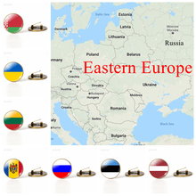 Eastern Europe: Russia Latvia Lithuania Ukraine Flag Brooches Glass Cabochon Jewelry Bronze Brooch Pins National Day Gifts 2024 - buy cheap
