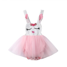 Brand Hot Sellings Infant Baby Girl Rabbit Lace Princess Romper Dress Tutu Party Formal Dresses Sleeveless Cute Lovely Clothes 2024 - buy cheap