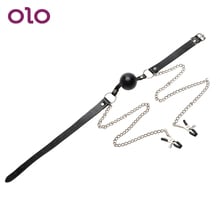 OLO Flirting Nipple Stimulator Oral Fixation with Nipple Clamp Open Mouth Ball Gag Adult Games Sex Toys for Women Men Couple 2024 - buy cheap