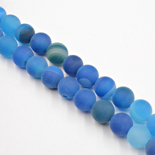 Azul Mate de piedra Natural para hacer joyas, cuentas sueltas de 4-12mm para pulsera, bricolaje, envío gratis, 15'' 2024 - compra barato
