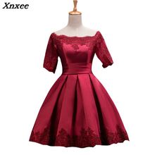 Xnxee-Vestido corto de talla grande para fiesta de novia, traje para tostado, sin hombros, color vino tinto, venta al por mayor, barato, 2018 2024 - compra barato