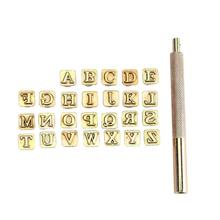 26pcs Wood Leather Punching Stamp Set Carbon Steel Metal Alphabet Stamps A-Z Letter with Handle Leather Tools Leathercraft 2024 - buy cheap