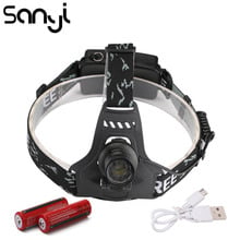 SANYI  T6 LED Headlight USB Charging by 18650 Battery 3 Mode Flashlight Forehead Camping Huntinng Headlamp 2024 - buy cheap