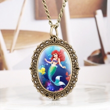 Fashion Antique Coat Sweater Chain Jewelry Alloy Mermaid Pendant Long Chain Necklace Quartz Pocket Watch Gifts for Kids Girls 2024 - buy cheap
