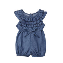 Toddler Kids Baby Girls Ruffle Denim Romper Jumpsuit Outfits Clothes Summer Sleeveless Cute Baby Girl Clothing 2024 - buy cheap