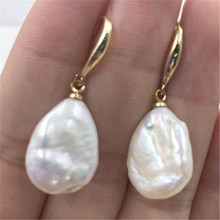 14-18mm Natural White Baroque Pearl Earrings For Women Gold Hook Ear Drop Fashion Charm Party Gift Jewelry Dangle Earring 2024 - buy cheap