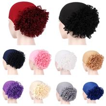 Muslim Fashion Women's Hijabs Muslim Flower Headscarf Heap Cap Women Soft Solid Comfortable Hijab Caps Islamic Chemotherapy Hat 2024 - buy cheap