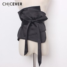 CHICEVER Summer Casual Solid Black Irregular Wide Belt For Women Patchwork Bow Fashion New Female Belts 2020 2024 - buy cheap