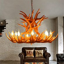 Candelabro LED de estilo nórdico, lámpara colgante de cuerno de resina para LOFT, decoración interior del hogar, accesorios de cocina, Retro, americano 2024 - compra barato