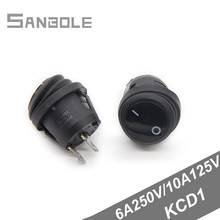 Rocker Switche 20mm Round Bring Waterproof Cover 2 Foot 2 Position KCD1 Black 6A 250V/10A125V (10PCS) 2024 - buy cheap