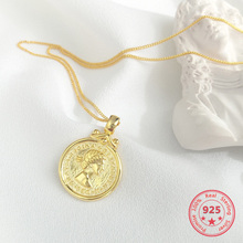 Delicate Wholesale Japan Korea Style 925 Sterling Silver Fashion Gold Person Coins Pendants Necklace Women Jewelry 2024 - buy cheap