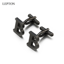 Lepton Stainless steel Letters Cufflinks for Mens Black & Silver Color Letters B of alphabet Cuff links Men Shirt Cuffs Button 2024 - buy cheap