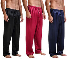 Pijama casual cetim masculino, calça de dormir comprida solta roupa de dormir 2024 - compre barato