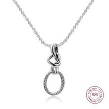 Colar de coração atado 925 prata esterlina claro cz colares pingentes para mulheres jóias finas collier femme argent s925 2024 - compre barato