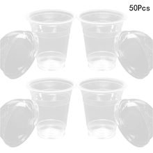 Пластиковые чашки 50 шт., 400 мл, 6 г, прозрачные одноразовые чашки для молока, чая с отверстиями, купольные крышки для ресторана, кафе, чайного магазина 2024 - купить недорого