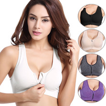 VEQKING Women Zipper Push Up Sports Bras,Plus Size XL Padded Wirefree Breathable Sports Tops,Fitness Gym Yoga Sports Bra Top 2024 - buy cheap