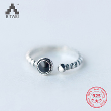 Korea Hot Style 925 Sterling Silver Simple Retro Vintage Round Resin Twist Open Ring Jewelry for Women 2024 - buy cheap